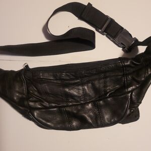 Elegant Black Leather Waist Bag